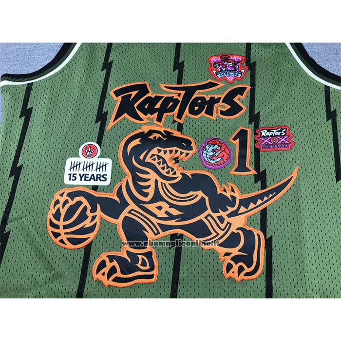 Maglia Toronto Raptors Tracy McGrady #1 Mitchell & Ness 1998-99 Verde